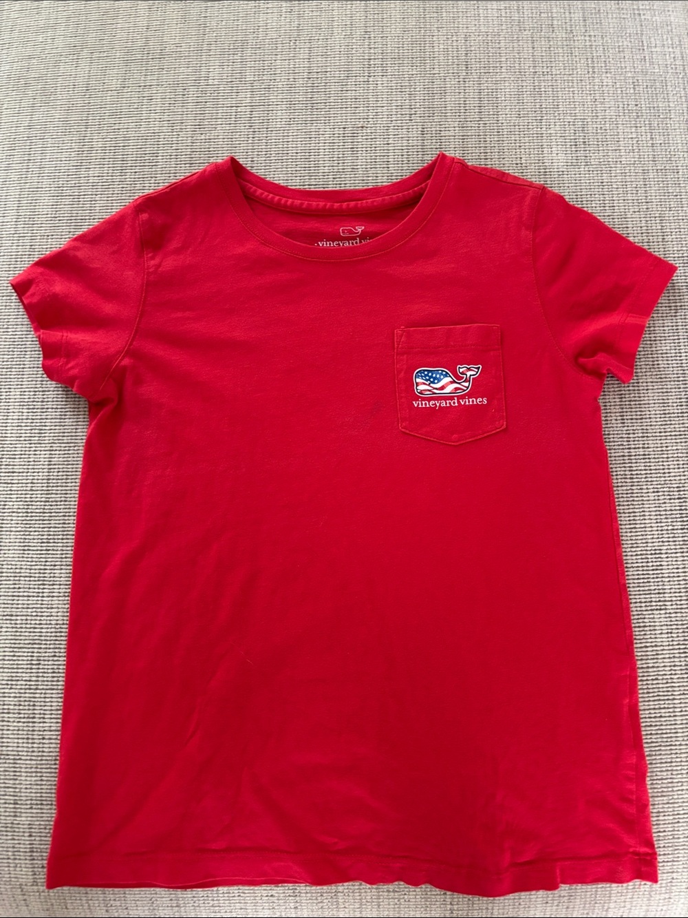 Vineyard Vines Kids Bright Red Short Sleeve Pocket Tee